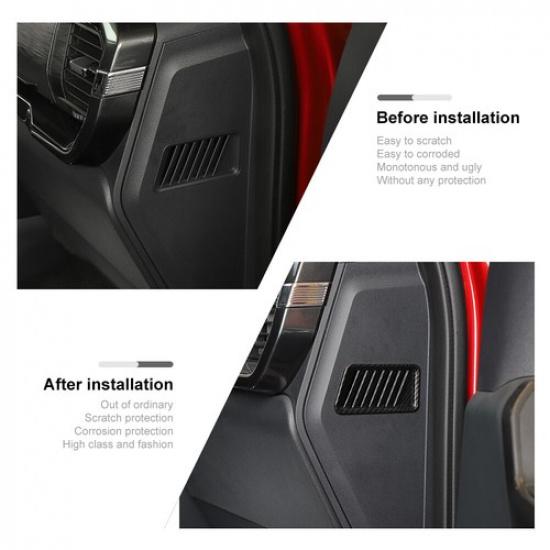 2X Carbon Fiber Console Air Vent Outlet Dash Side COVER Trim For Ford F150 +