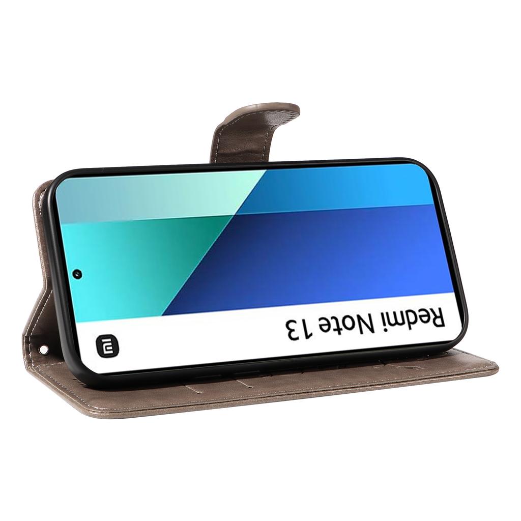 Pro Xiaomi Redmi Note 13 4G Pouzdra z PU kůže Vzor květin Peněženka Stojánek Kryt na telefon s popruhem