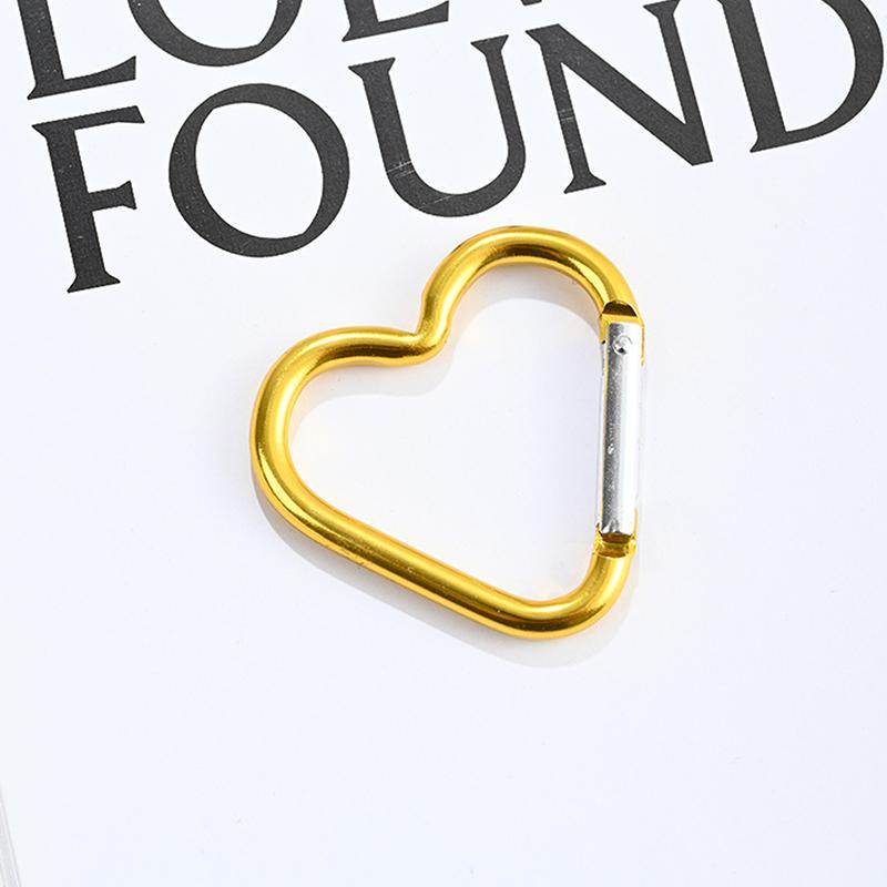 Heart-Shaped Aluminum Carabiner Key Chain Clip Outdoor Keyring Hook Water Bottle Hanging Buckle Travel Kit Accessories