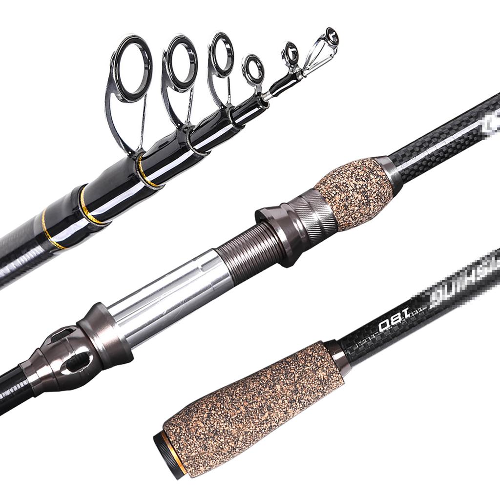 1.8m Celsius 2.1m Celsius 2. Celsius 2.7m Telescopic Carbon Fishing Rod Travel Sea Fishing Rod Pole with Cork Handle