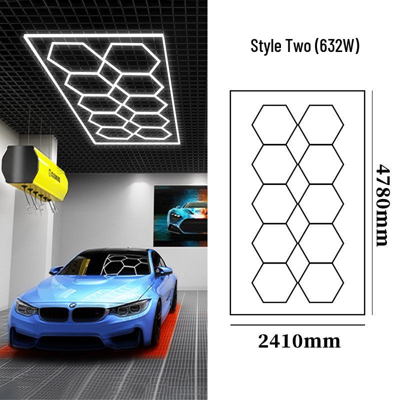 Honeycomb Hexagonal Garage & Car Wash Waterproof Lights - 110V/220V