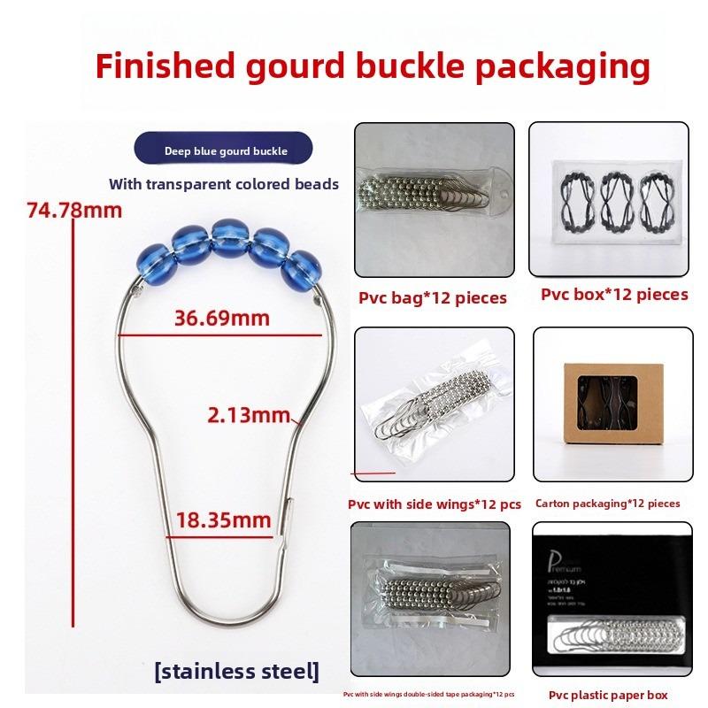 12-Piece Stainless Steel Rollerball Glide Shower Curtain Hooks - Rust-Resistant and Easy To Install