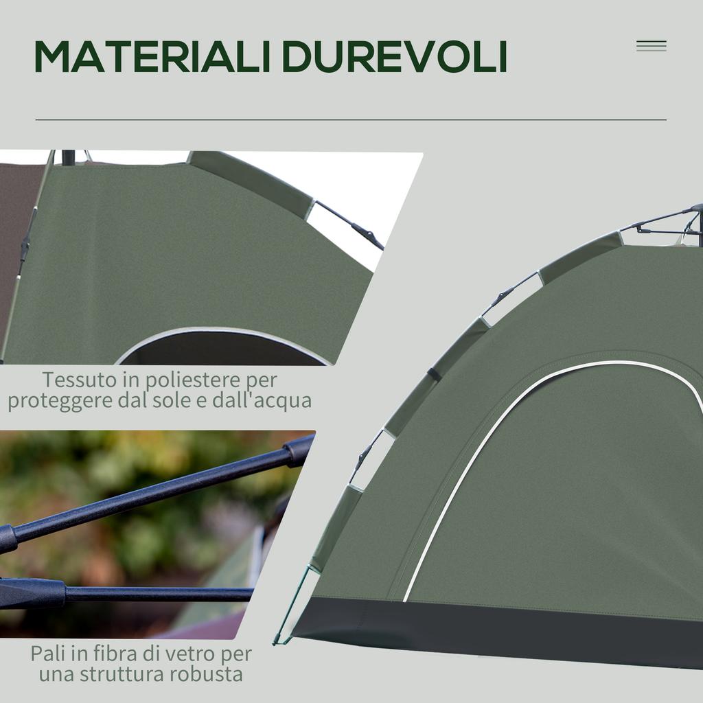 2-Person Camping Tent with Carry Bag, Lamp Hooks and Storage Pockets, 210x210x135 cm
