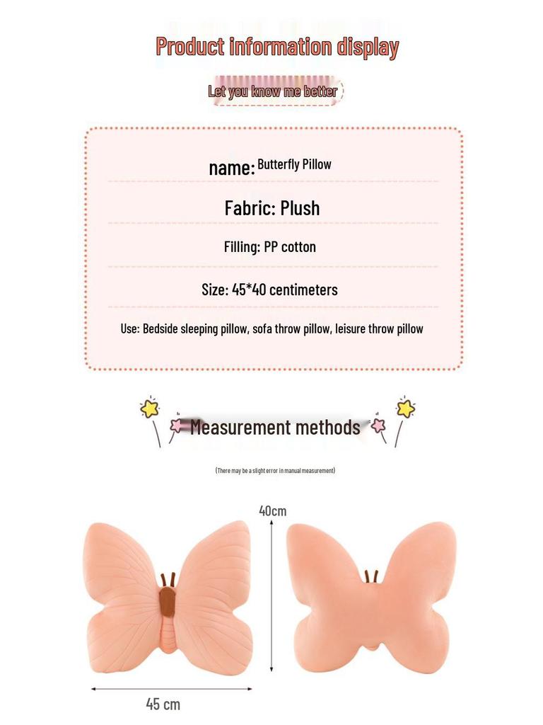 Butterfly Hug Pillow Plush Toy: Girlish Heart Backrest Cushion for Home or Office