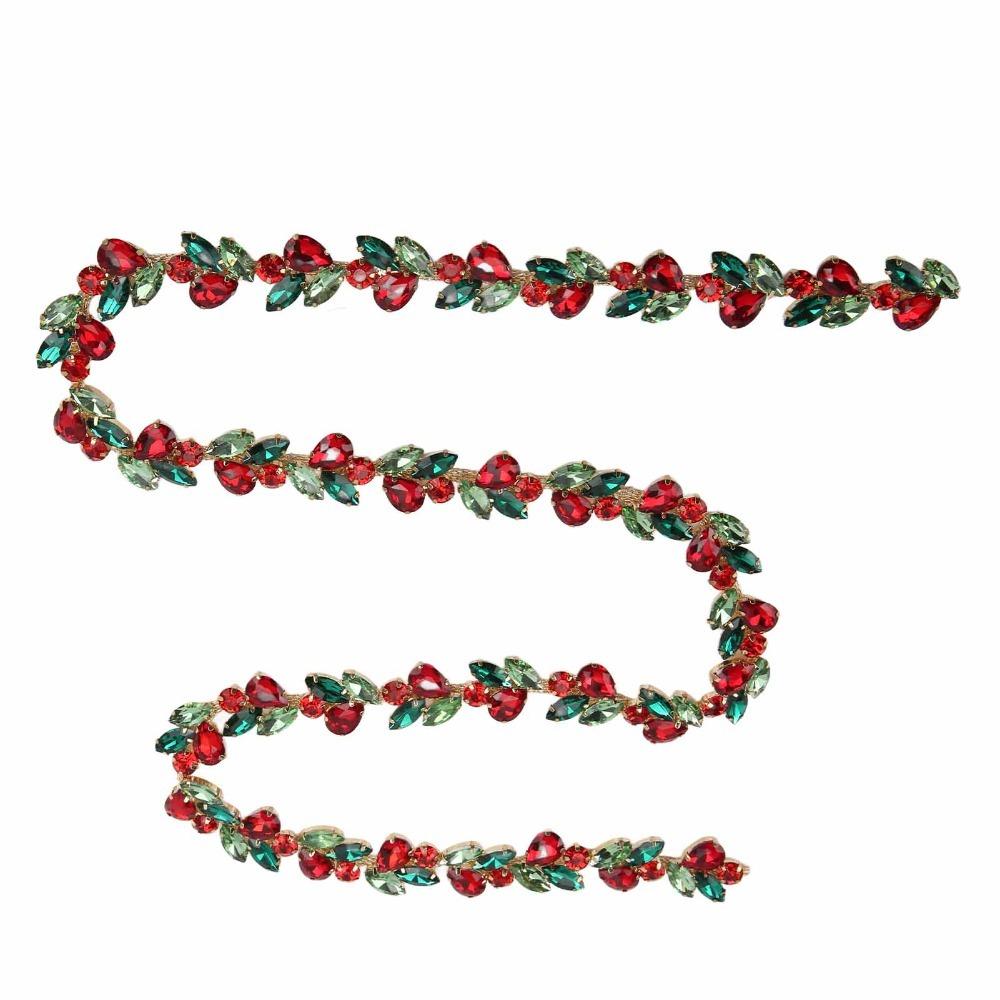 1pcs Shiny Colorful Rhinestone Chain Exquisite Workmanship Crystal Rhinestone Chain  DIY Decor красный