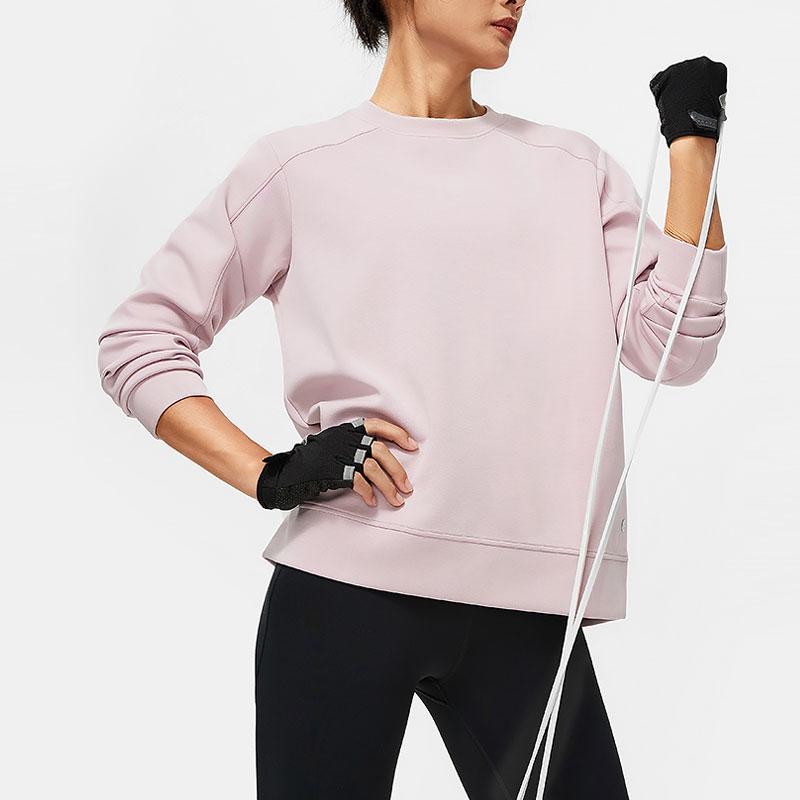 Li Ning Fitness Series Solid Color Round Neck Knitted Pullover Sweatshirt Women Sweatshirt Lotus-Pink-Purple AWDU110-5