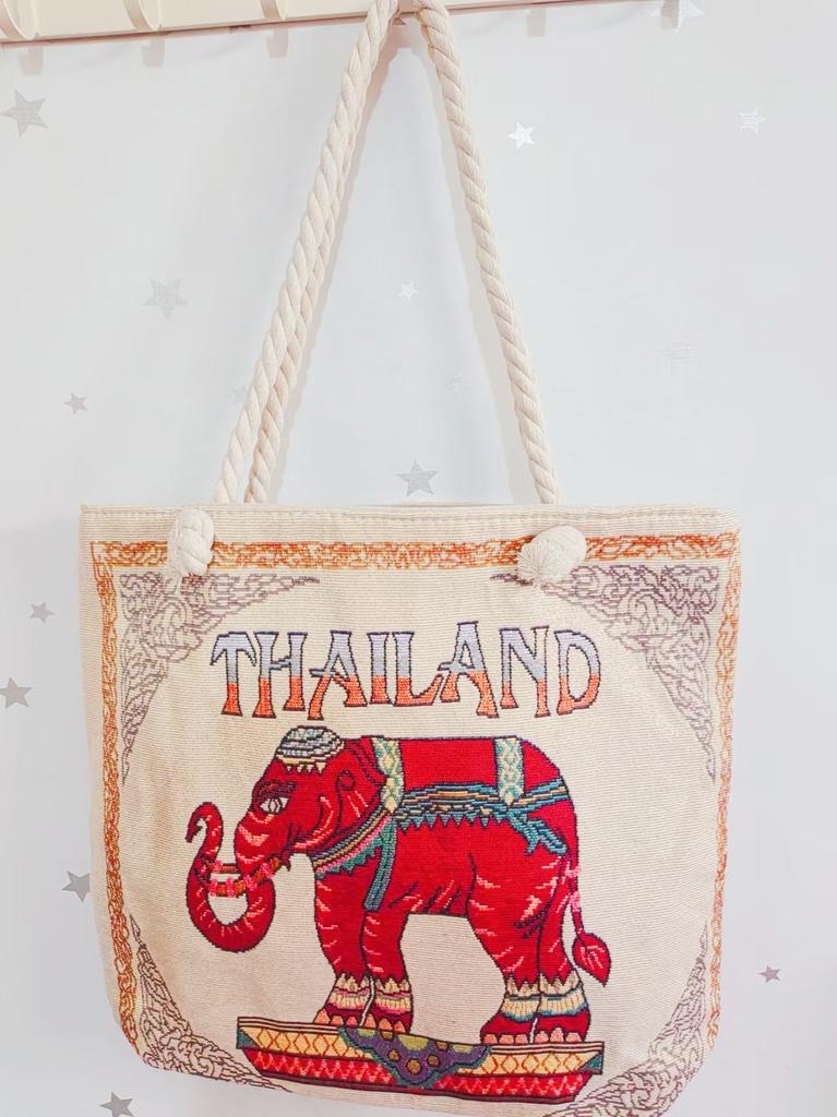 Ethnic style large shoulder bag South East Asia style double-sided embroidery cartoon animal elephant canvas bag female travel bag