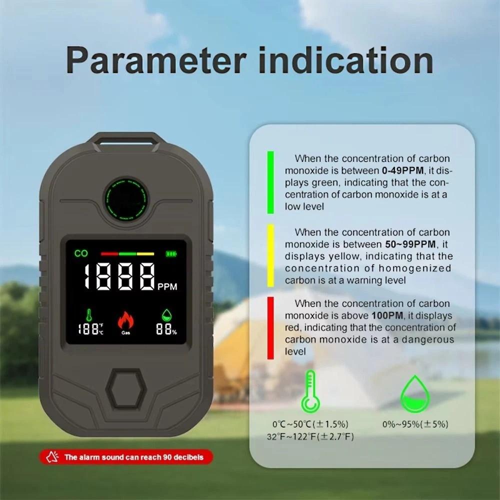 High Accuracy Detection Portable Carbon Monoxide Detector Visual Alarms CO Alarm Outdoor Use