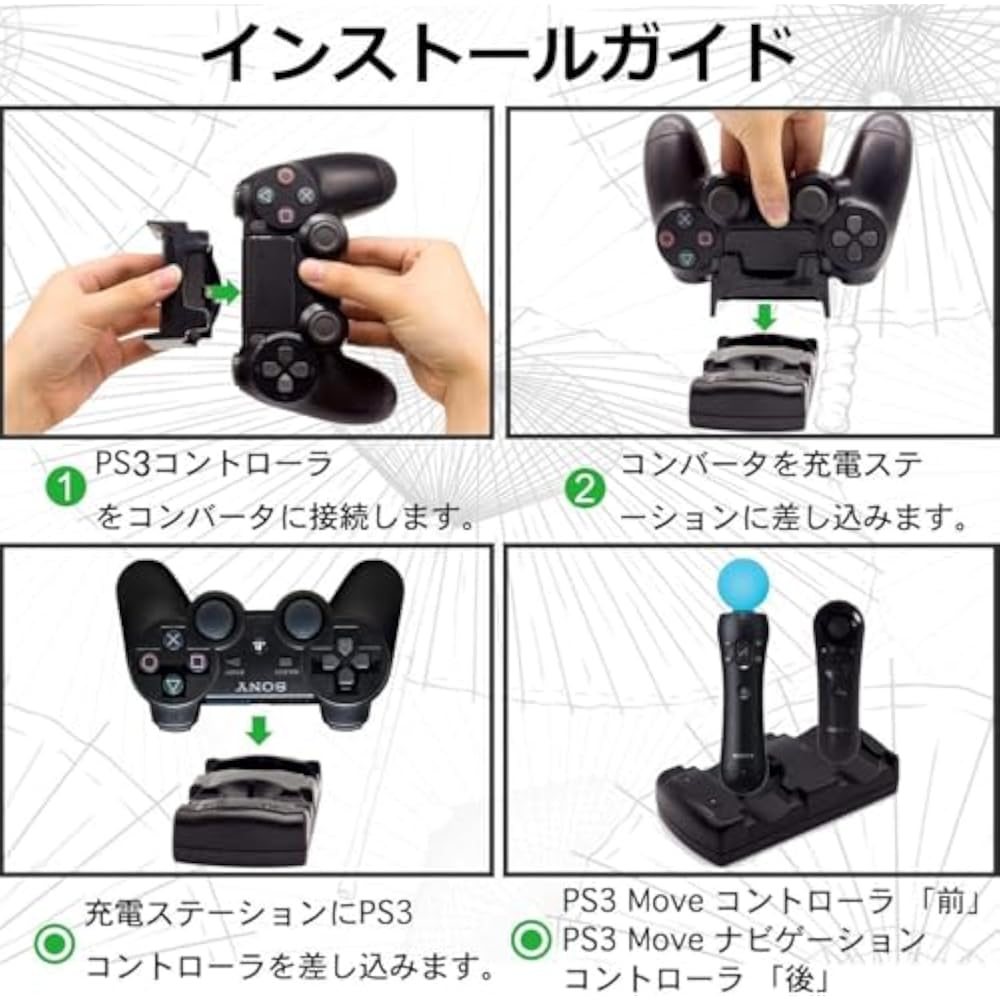 Compatible with charging 2 PS3 wireless controller chargers at the same time