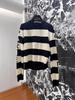 Women's Celebrity Style Color Block Striped Letter Knit Sweater - Round Neck, Long Sleeve, Versatile Pullover for Autumn/Winter