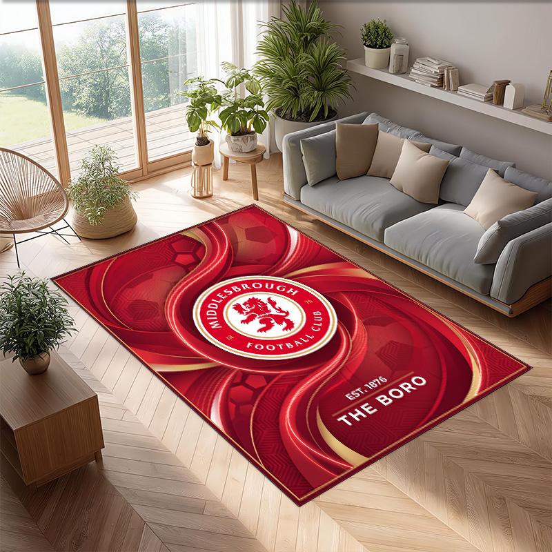 Tappeto Morbido per Pavimento Antiscivolo Decorazione Sportiva Middlesbrough FC Calcio Calcio Pattern per Camera da Letto