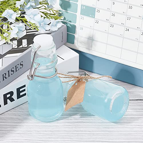 BENECREAT 12-Piece 60ml Swing Glass Bottles, Mini, with 20 Price Tags, Clear Storage Bottles, Glass Water Bottles