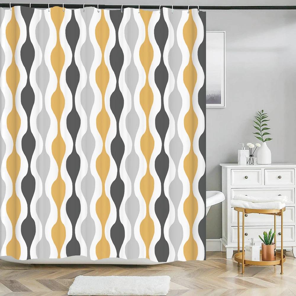 Modern Art Style Marble Geometric Patterns Shower Curtain Waterproof Home Decor Polyester Fabric Bathroom Curtains