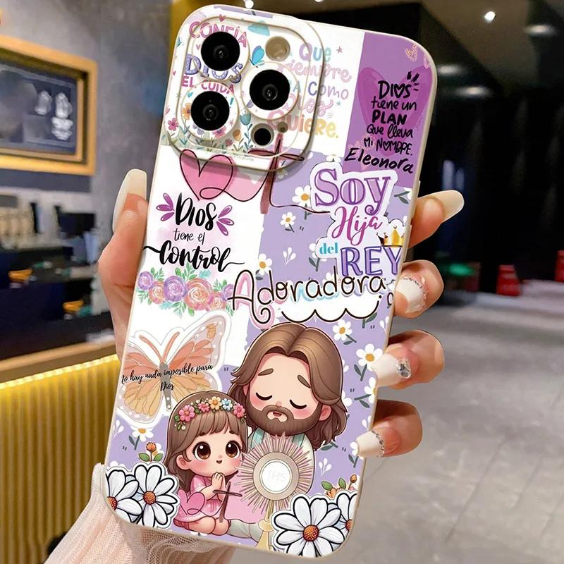 Religious Colorful Painted Phone Case for iPhone 17 AIR 16 15 14 13 12 11 PRO MAX XSMAX XR 7 8 PLUS Y2K Camera Protection Cover