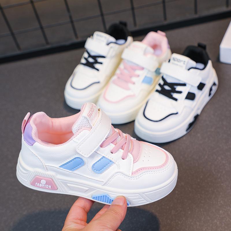 2025 autumn new children's leather shoes boys comfortable sports shoes girls color matching leather casual shoes tide