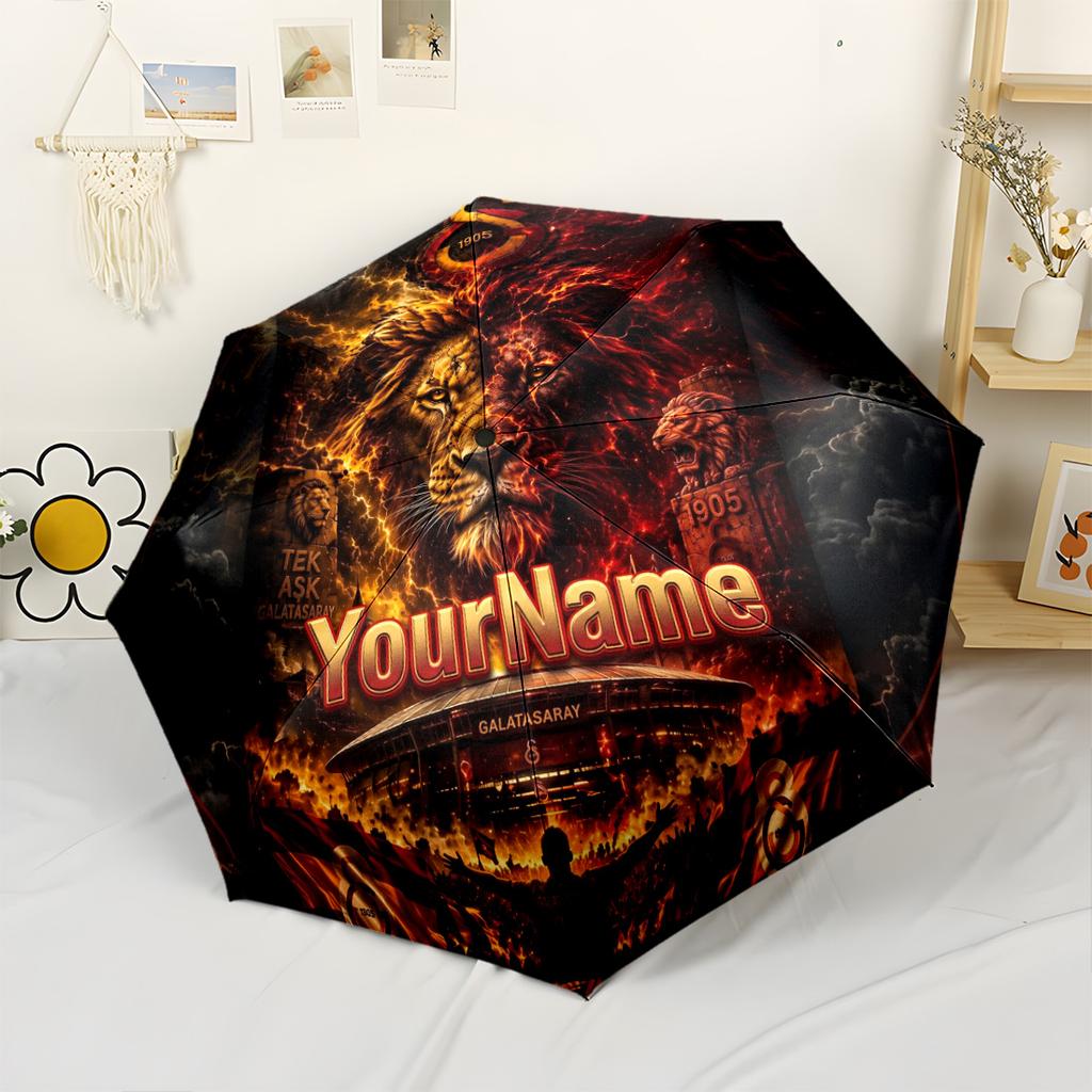 Galatasaray1 Personalized Name Umbrella Automatic Umbrella with 8-Rib Durable Plastic Iron Travel Essential Elegant Spiritual Gift