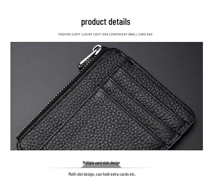 Porte-cartes ultra-fin en cuir véritable avec plusieurs fentes