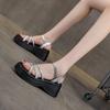 Small Platform Women's Sandals 2025 Summer New Fashionable Versatile One-button Fairy Rhinestone Open-toed Women's Sandals