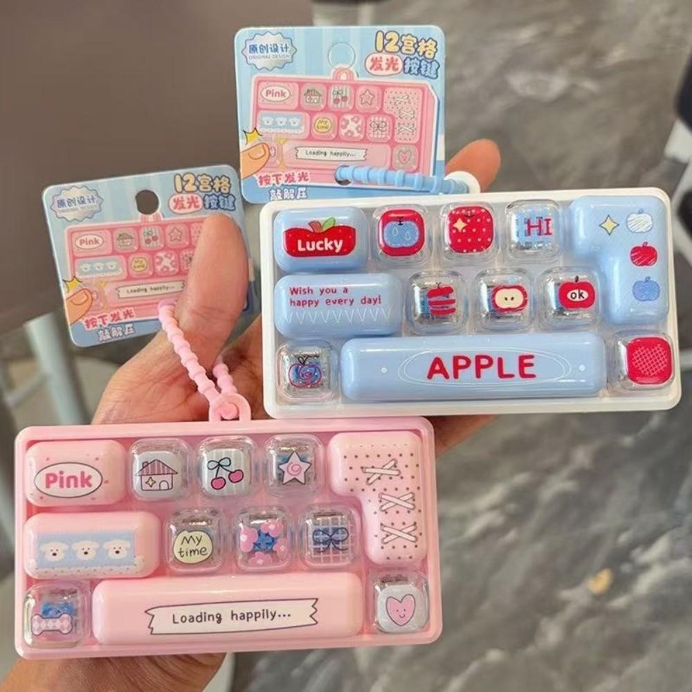 12 Keys 12 Keys Keyboard Keychain Pressable Keys Keyboard Clicker Keyring Novelty Gift