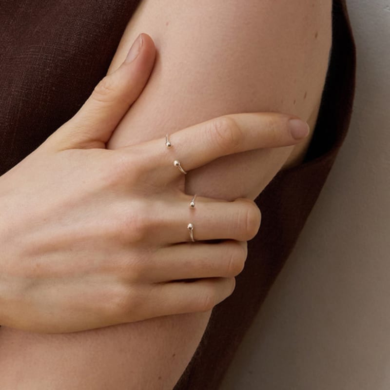 PAIGEFLYNN JEWELRY [Silver 925] Twin Ball Open Ring