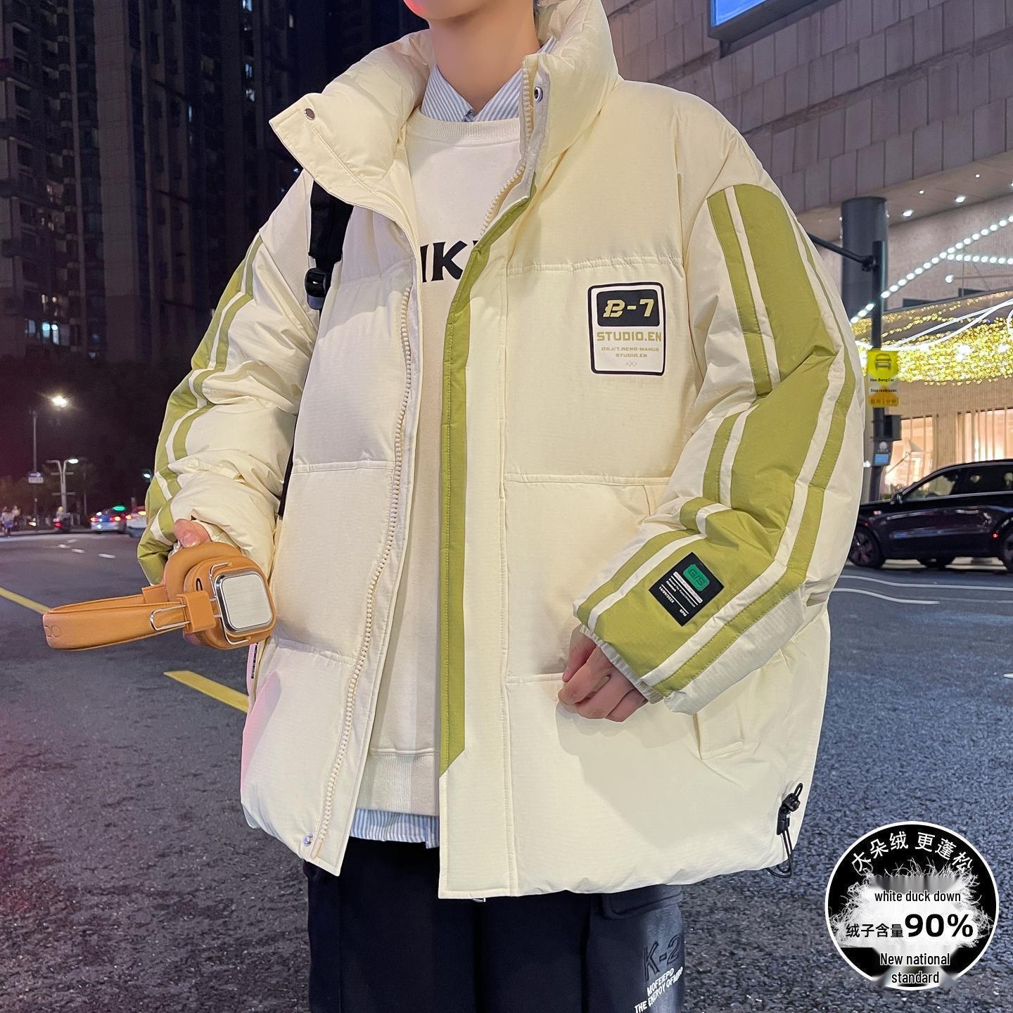

Men s Winter 2025 Hooded Down Jacket - Lightweight and Velvet-Thickened for Warmth L (100-120 lbs)