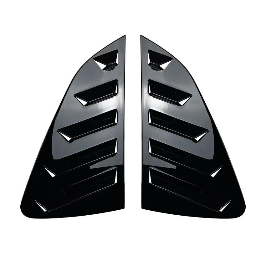 

For Volkswagen VW Polo MK6 2018- ABS Plastic Window Quarter Louver Scoop Cover Side Vent Shutter Trim Adhesive Accessories Gloss Black