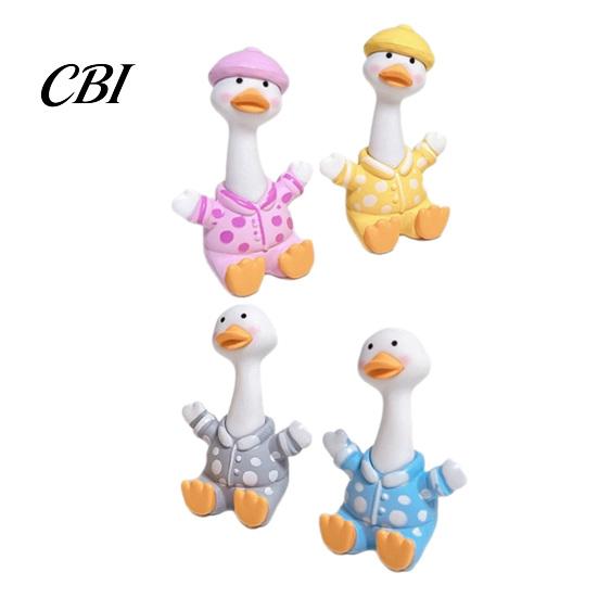 Macaron Color Decor 4Pcs Mini Cartoon Duck Figurines, Cute Polka-dot Pajamas Statues, Multi-functional Car Accessory Animal Ornaments for Console