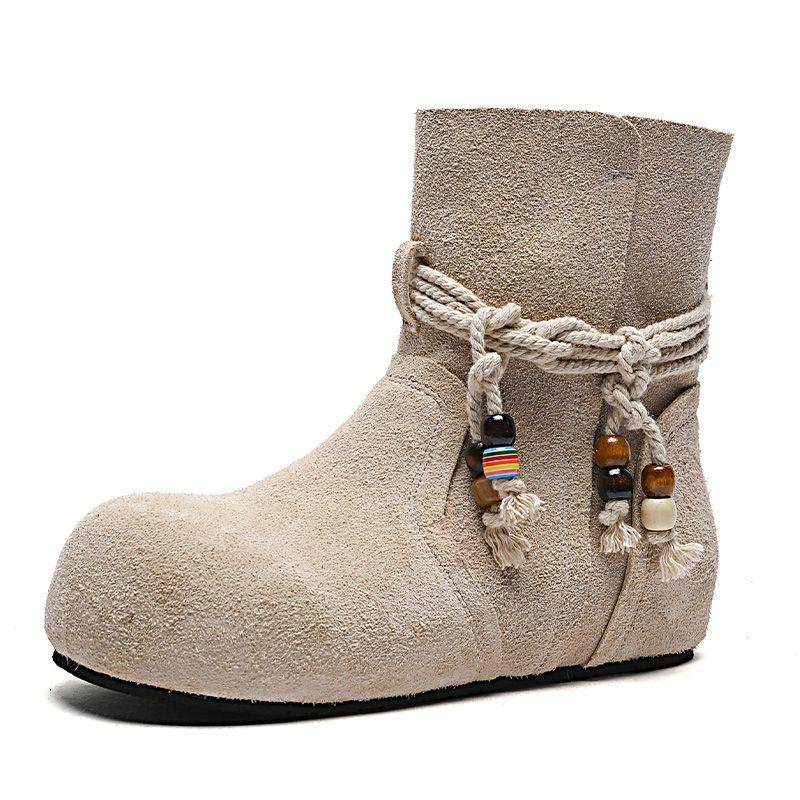 Autumn and Winter New Inner Height-increasing Short Boots Women's Versatile Retro Boots Casual Martin Boots Flat-heeled Thin Boots