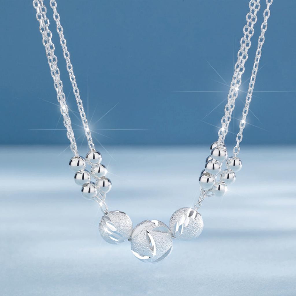 925 Silver Ball Necklace Bracelet Set for Woman Luxury Original Multi Layer Beads Jewelry Set Party Exquisite Jewelry