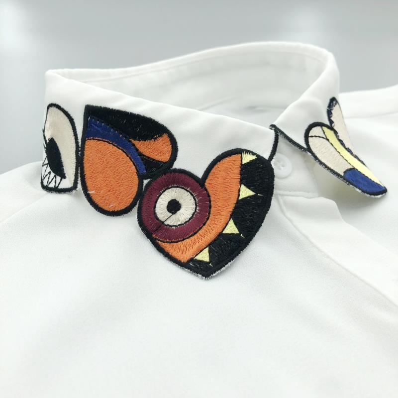 Fashion White Lapel False Collar Woman Embroidery Faux Col Half Shirt Blouse Fake Collars Sweater Shirt Detachable Collars