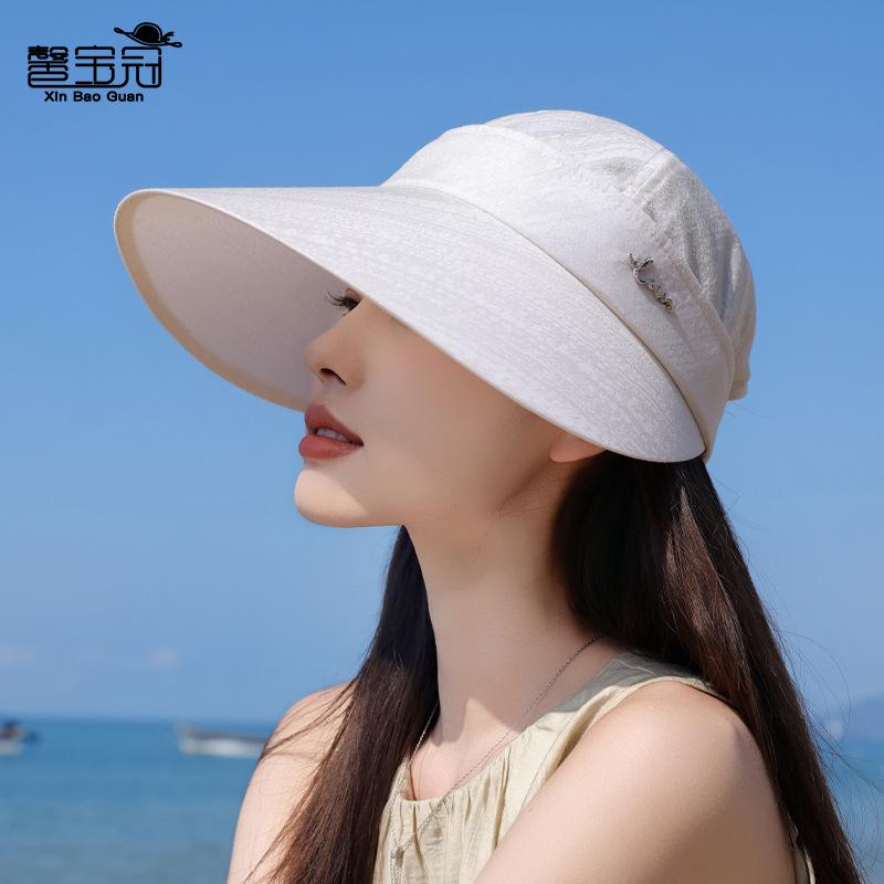 Summer Big Brim Face Cover Sunscreen Hat Children Removable Top Sun Hat Outdoor Leisure Breathable Empty Top Bucket Hat