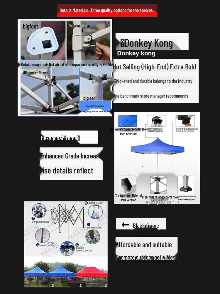 Large Telescopic Outdoor Advertising Tent: Folding Rainproof Canopy and Sunshade with Four-Legged Design