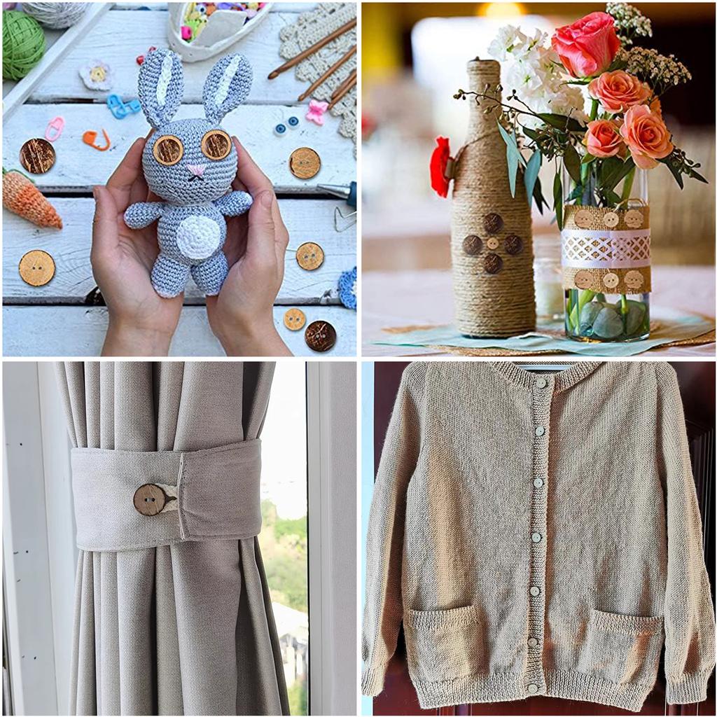 10-100pcs/lot Natural Coconut Shell Buttons 2-Holes Round Wooden Button For Handmade Home Decoration DIY Garment Sewing Material