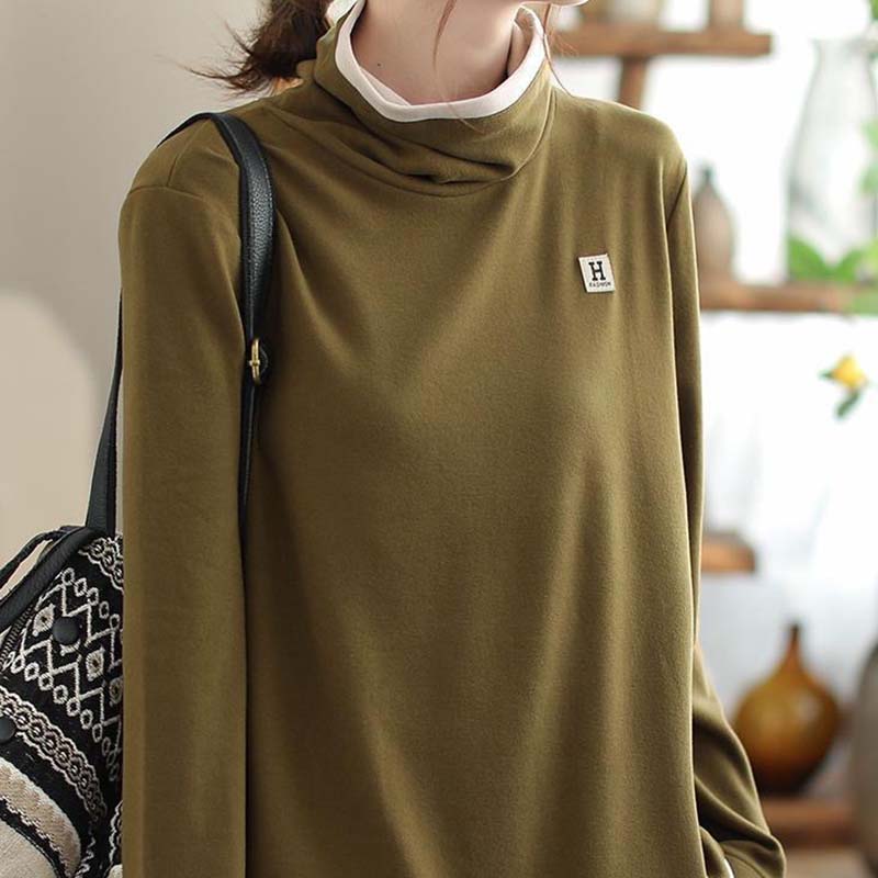 Sweatshirt for Women Autumn Winter Half-high Collar Thickened Warm Stretchy Long Sleeve Oversize Tops