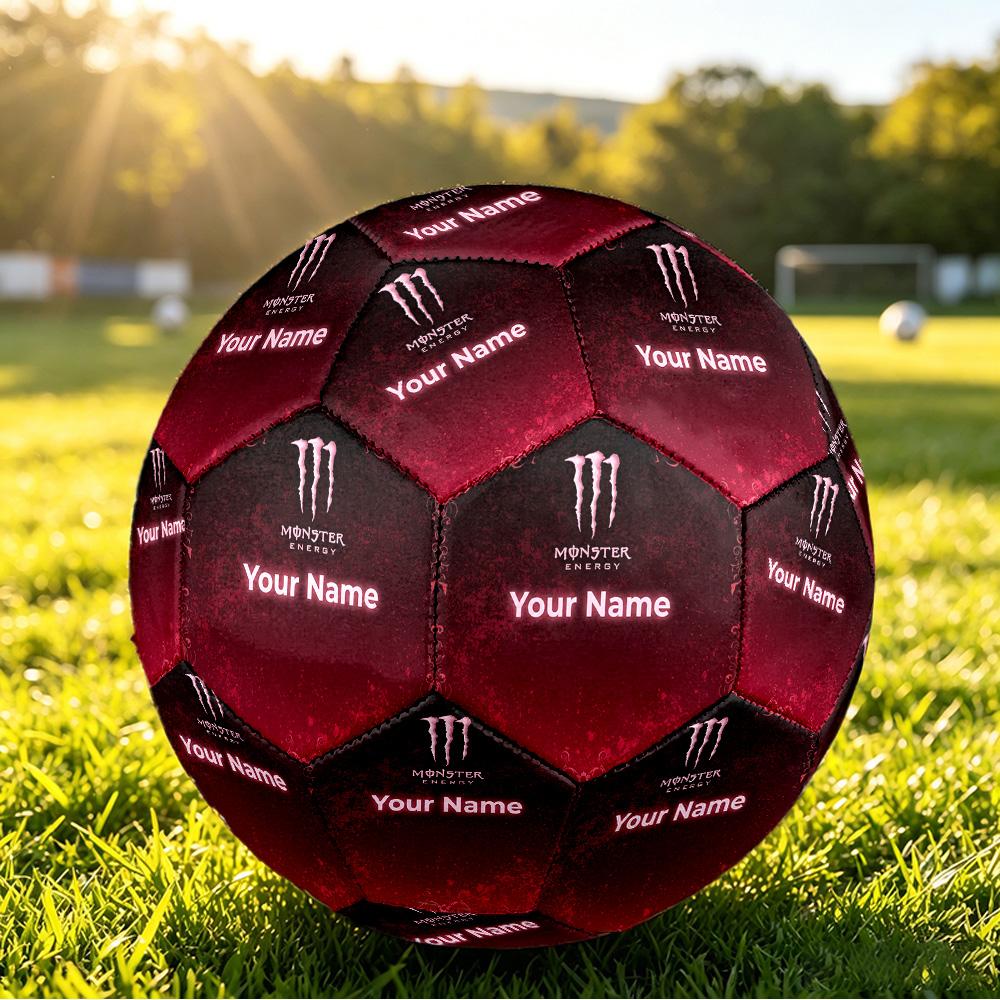 Monster Energy Size 5 Football, Custom Name Text Personalized Soccer Ball Sport Training Gift