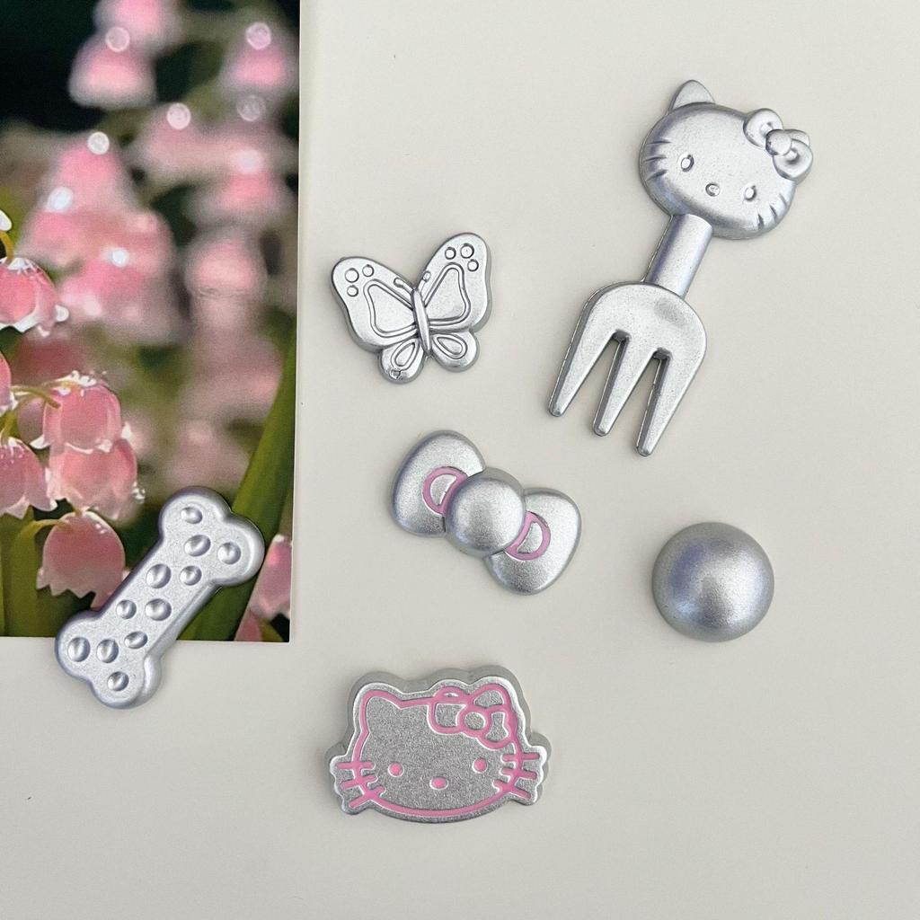 Silver Series KT Cat Refrigerator Magnets - Cute & Stylish Magnetic Pegboard Decorations for Your Home!