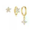 3PCS Fashion Cute Zircon Flower Ear Stud For Women Fashion 18K Gold Plated Star Ear Stud Earring Piercing Girl Set Jewelry Gift