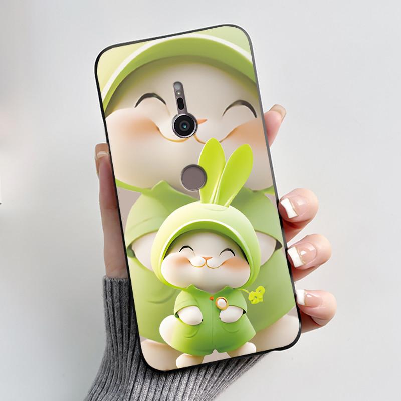 Trendy Milk Tea Rabbit Printed Case For Sony Xperia XZ2/SO-03K Black Case For Sony Xperia XZ3/SO-01L Anti-scratch Soft Shell