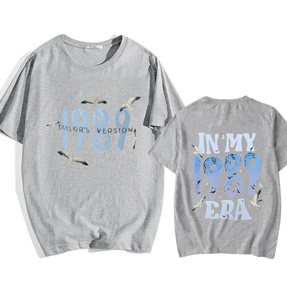 

1989 The Eras Tour Футболка Чайка Альбом Графическая печать Футболка Мужчины Хлопок Мягкие Футболки Повседневная Круглый вырез Мужские Футболки XXL серый
