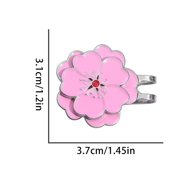 Golf Ball Marker Hat Clip Magnetic Removable Golf Ball Position Marker Romantic Cherry Blossom Pattern One Putt Golf Accessories