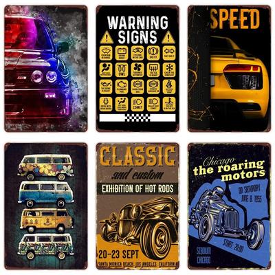 Cartello in metallo vintage per auto d'epoca, cartello da corsa Hot Rod, bus, camion, targa retrò per club, garage, casa, caverna dell'uomo, decorazione da parete, poster