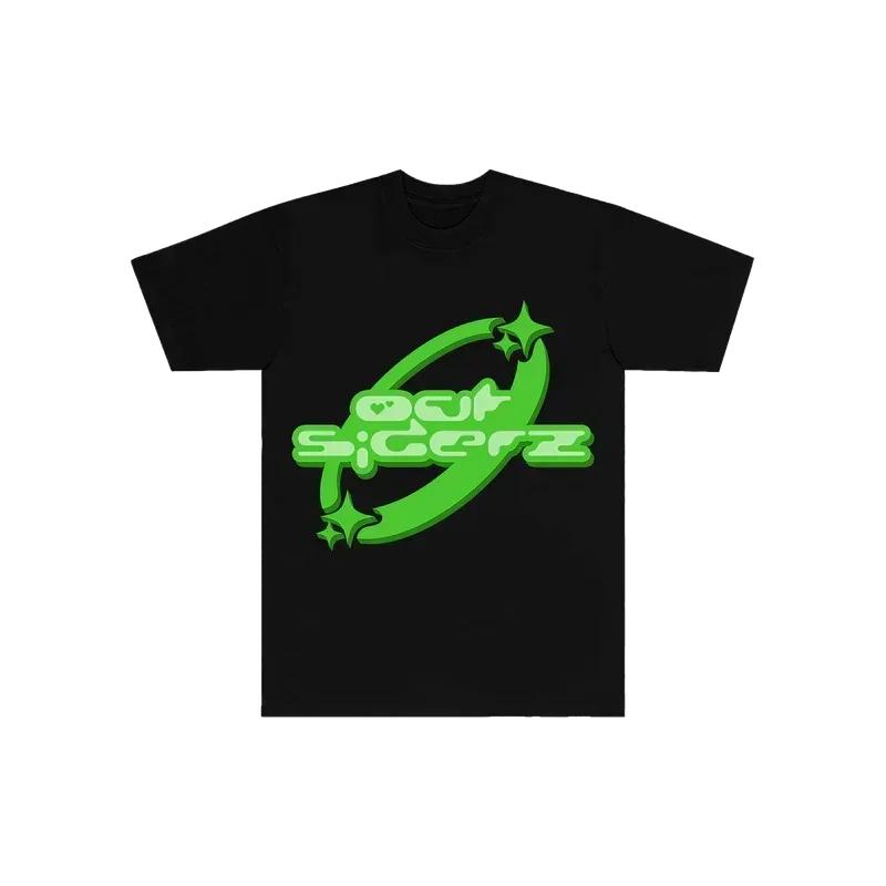 

2024 Summer Men s T-shirt Hip-hop Y2k Pattern Printed Short Sleeved Oversized Top Harajuku Rock Punk Street Women T-shirt S разноцветный