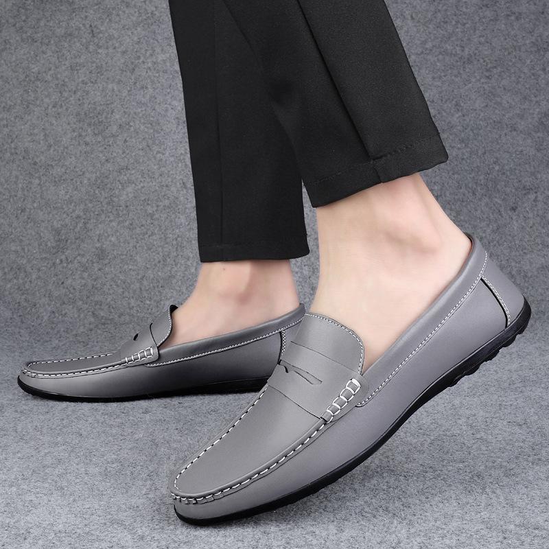 Spring Men'S Casual Leather Shoes Trend Korean Version Of Soft-Soled Driving Men'S Shoes Large Size One Pedal Fashion Leather Shoes