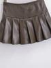 Sweet & Cool Retro High-Waisted PU Leather Pleated Mini Skirt - Women's Slimming A-Line Style