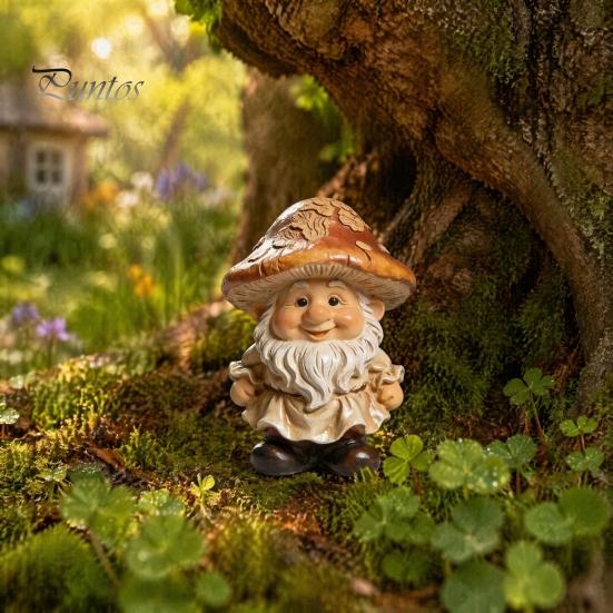 Miniatur Landschafts Zubehör Pilzkappe Zwerg Statue, Harz Gartenfigur, Retro Innen Fenster Dekorationsstück Niedliche Skulptur für Terrasse