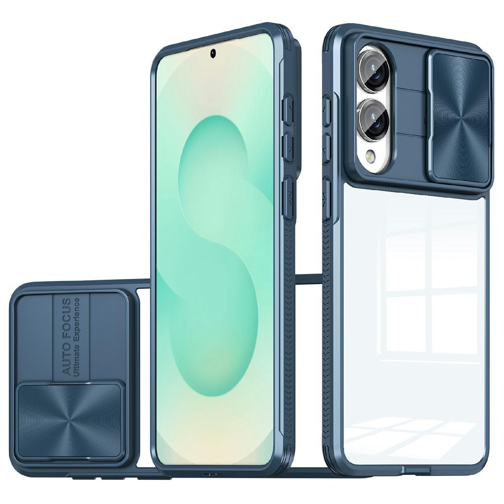 For Samsung Galaxy S25 Edge Case TPU + PC Clear Phone Cover with CD-Veins Camera Lens Sliding Lid