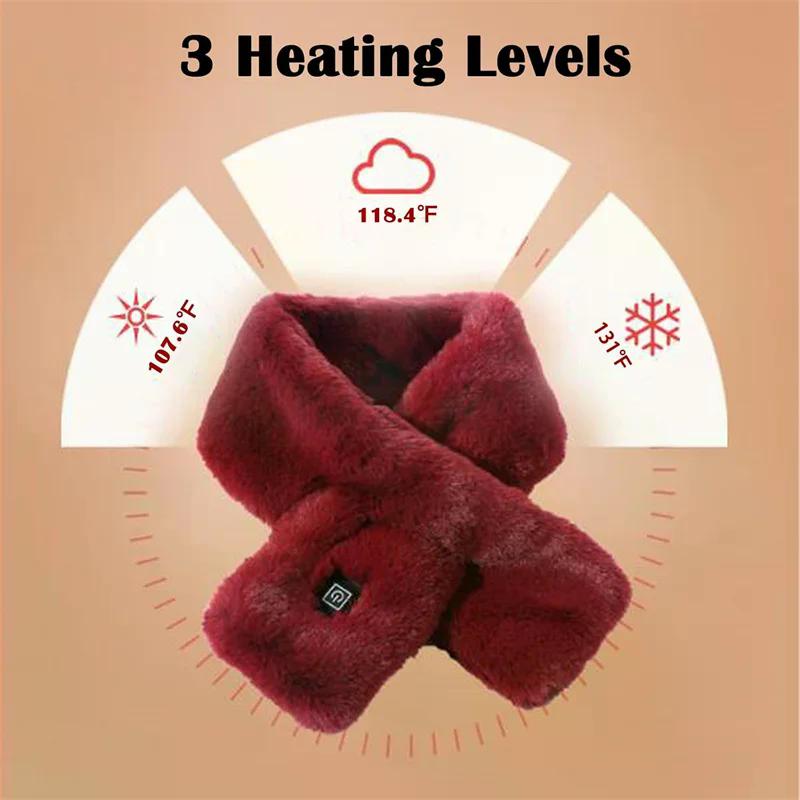 Winter Heating Scarf For Women Men Temperature Scarf 3 Gears Adjustable USB Charging Heat Control Neck Warmer Washed Directly