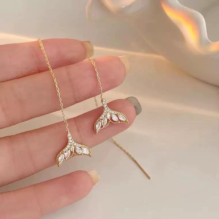 1 Pairs Drop Ear Line Long Hanging Earrings for Women Silver Color Paper Crane Piercing Threader Earing Ear Accessories Jewelry
