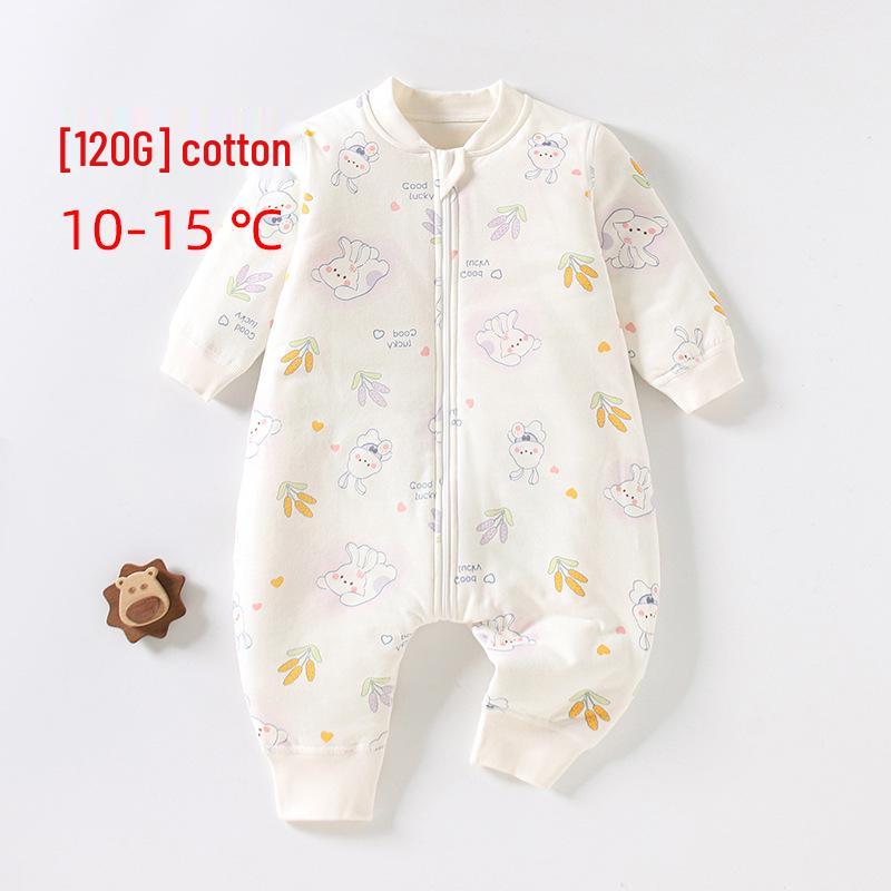 

Autumn-Winter Quilted Cotton Baby Sleeping Bag with Zipper & Long Sleeves, Anti-Kick Design, Split-Leg Style (120g). 90 (15 months-2 years, 21-24 lbs)