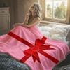 Pink Cherry Blossom Print Flannel Blanket Warm Soft Halloween Christmas Decorative Couch Warm Cozy All-Season Gift